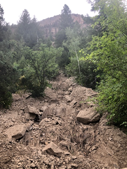 A mud slide in the Flat Tops Wilderness