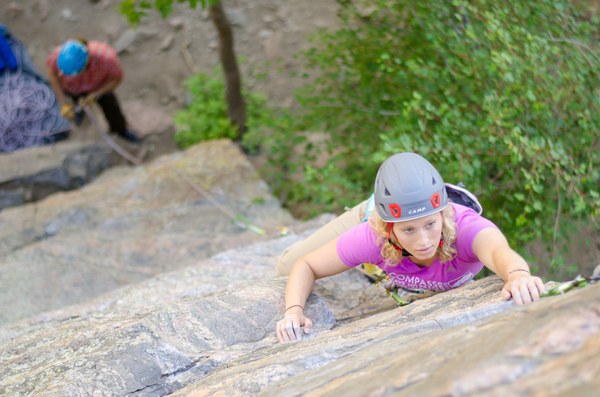 Girl Climbing with Camp Helmet
